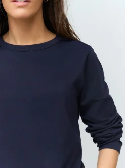 Donkerblauw - T-shirt met lange mouwen en ronde hals