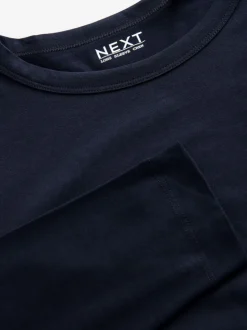 Donkerblauw - T-shirt met lange mouwen en ronde hals