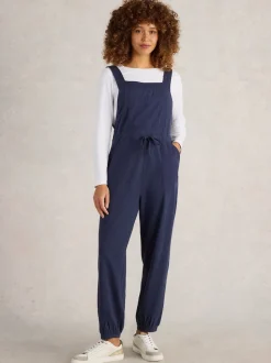 Donkerblauw - White Stuff Dungarees van jersey, 100% katoen, Daphne