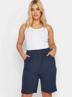 Donkerblauw - Yours Curve koele 100% katoenen shorts