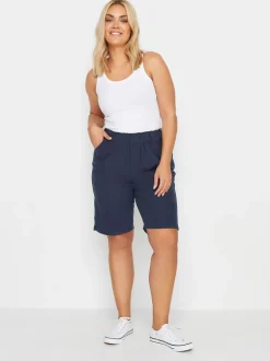 Donkerblauw - Yours Curve koele 100% katoenen shorts