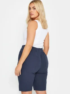 Donkerblauw - Yours Curve koele 100% katoenen shorts