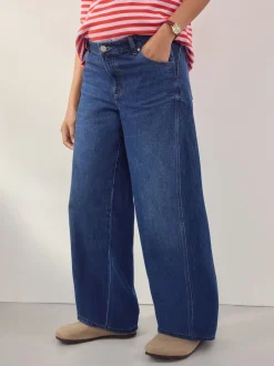 Donkerblauw - Zwangerschapsjeans met wijde pijpen van 100% katoen