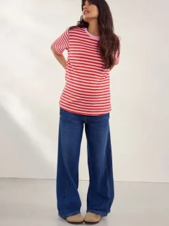Donkerblauw - Zwangerschapsjeans met wijde pijpen van 100% katoen