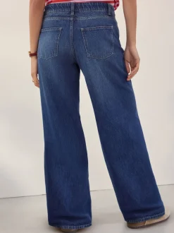 Donkerblauw - Zwangerschapsjeans met wijde pijpen van 100% katoen