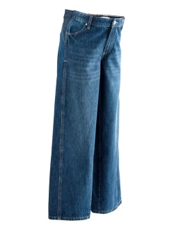 Donkerblauw - Zwangerschapsjeans met wijde pijpen van 100% katoen