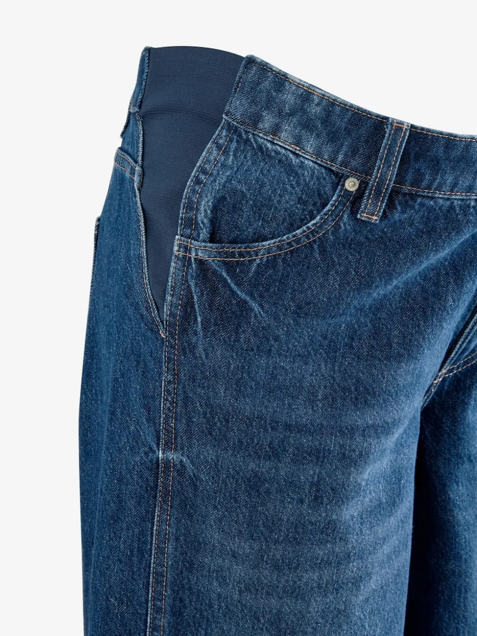Donkerblauw - Zwangerschapsjeans met wijde pijpen van 100% katoen