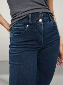 Donkerblauw denim - Lift, slim en shape jeans met bootcut