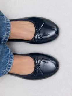 Donkerblauw lakleer - Ballerina's met ronde neus