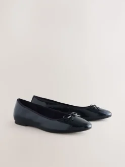 Donkerblauw lakleer - Ballerina's met ronde neus