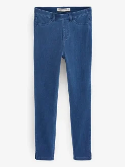 Donkerblauw met wassing - Cropped denim jersey legging