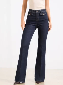 Donkerblauwe wassing - Lipsy Glam jeans met wijde pijpen