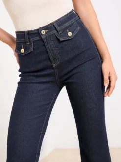 Donkerblauwe wassing - Lipsy Glam jeans met wijde pijpen