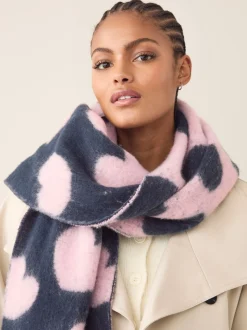 Donkerblauw/roze - Heart Print Heavyweight Blanket Scarf