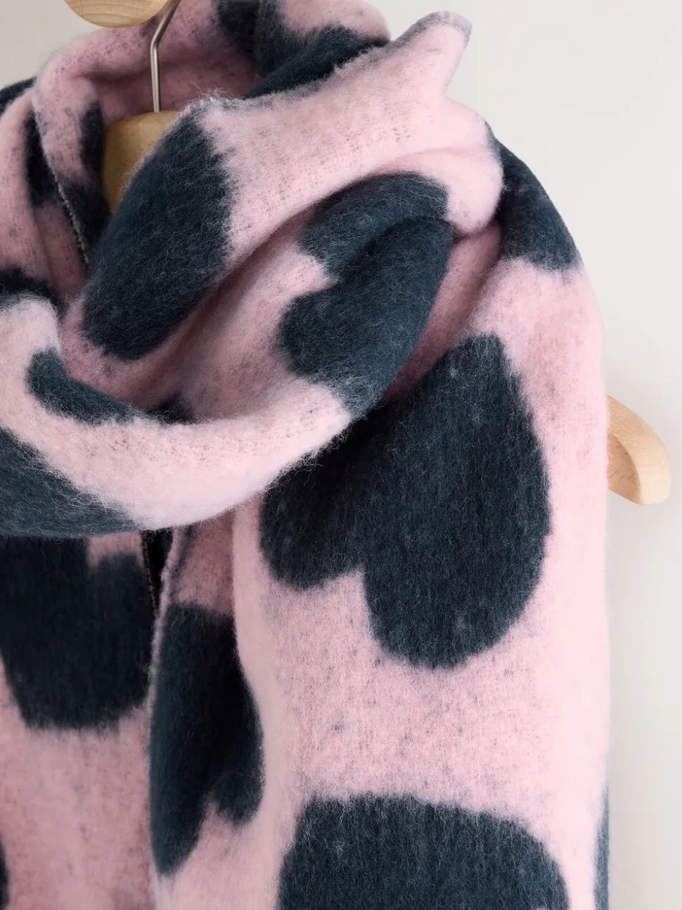 Donkerblauw/roze - Heart Print Heavyweight Blanket Scarf