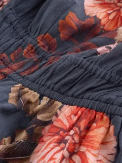Donkerblauw/roze - Jumpsuit met blote schouder