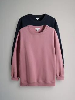 Donkerblauw/roze - The Set 2 Pack Longline Crew Neck Sweatshirt
