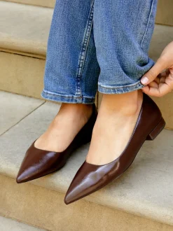 Donkerbruin - Linzi Orian Pointed Toe Ballet Flats