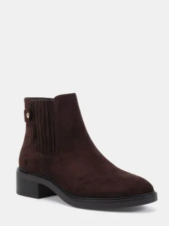 Donkerbruin - Novo Wide Fit Darlina Flat Chelsea Ankle Boots