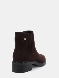 Donkerbruin - Novo Wide Fit Darlina Flat Chelsea Ankle Boots