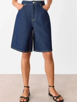 Donkere denim - Whistles 100% Cotton Authentic Knee Length Shorts
