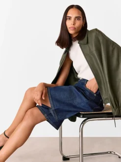 Donkere denim - Whistles 100% Cotton Authentic Knee Length Shorts