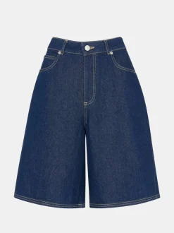 Donkere denim - Whistles 100% Cotton Authentic Knee Length Shorts