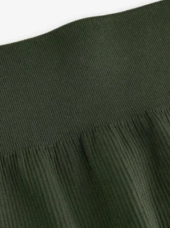 Donkergroen - Geribbelde naadloze legging met hoge taille
