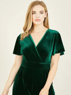 Donkergroen - Yumi - Jumpsuit met engelenmouwen