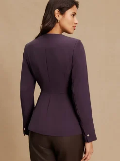 Donkerpaars - Kraagloze blazer