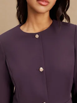 Donkerpaars - Kraagloze blazer