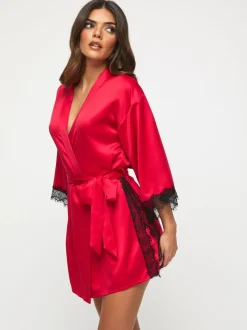 Donkerrood - Ann Summers Cherryann satijnen kimono
