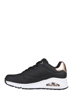Donkerzwart - Skechers goudkleurige damessneakers met standaard pasvorm Uno