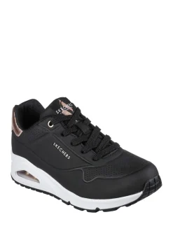 Donkerzwart - Skechers goudkleurige damessneakers met standaard pasvorm Uno
