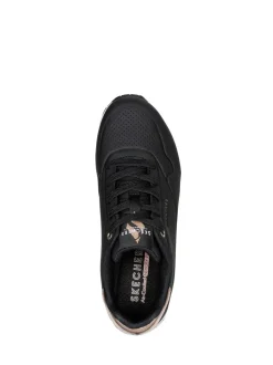 Donkerzwart - Skechers goudkleurige damessneakers met standaard pasvorm Uno
