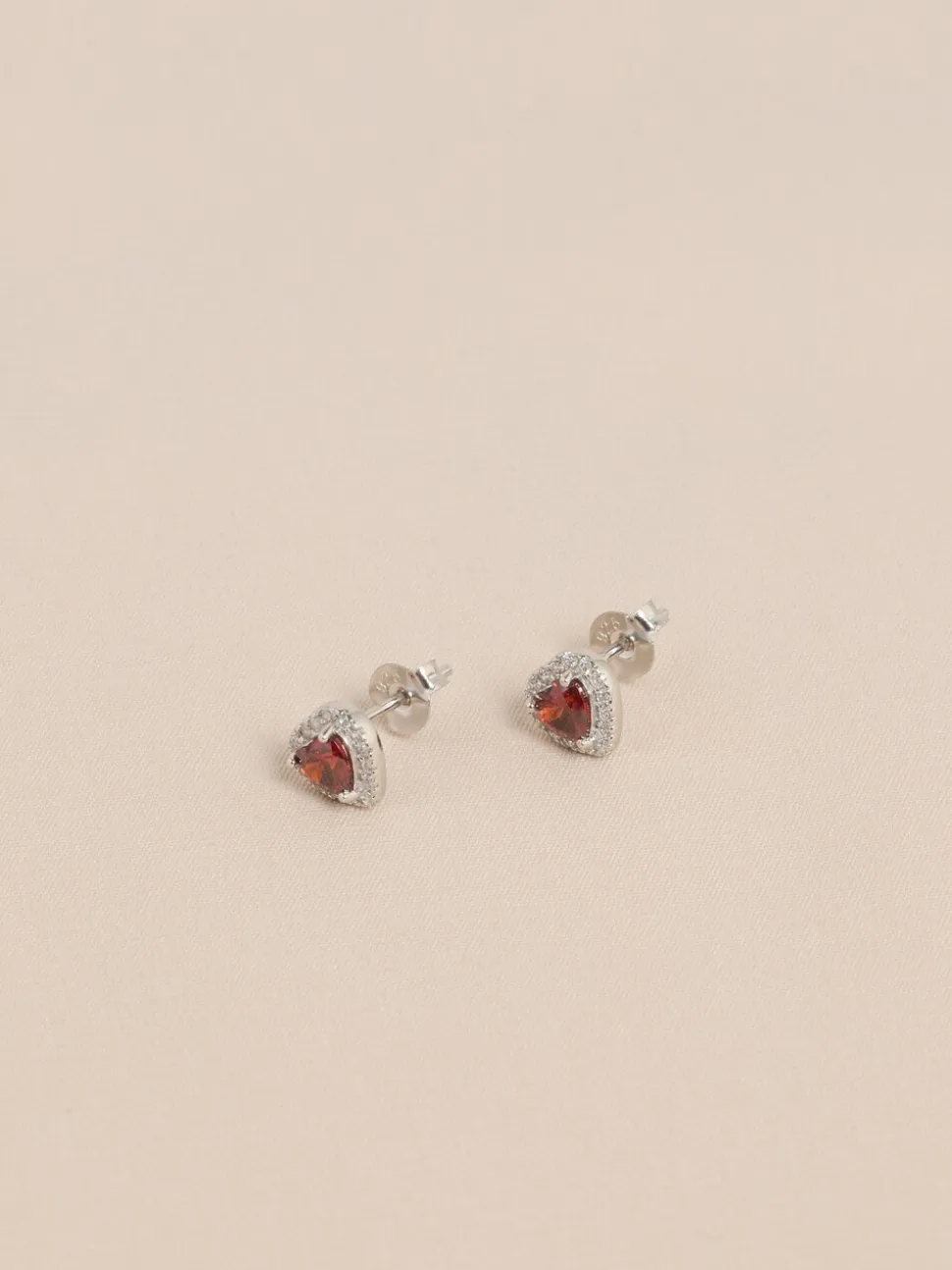 Echt zilver - Birthstone Heart Stud Earrings