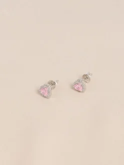 Echt zilver - Birthstone Heart Stud Earrings