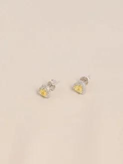 Echt zilver - Birthstone Heart Stud Earrings