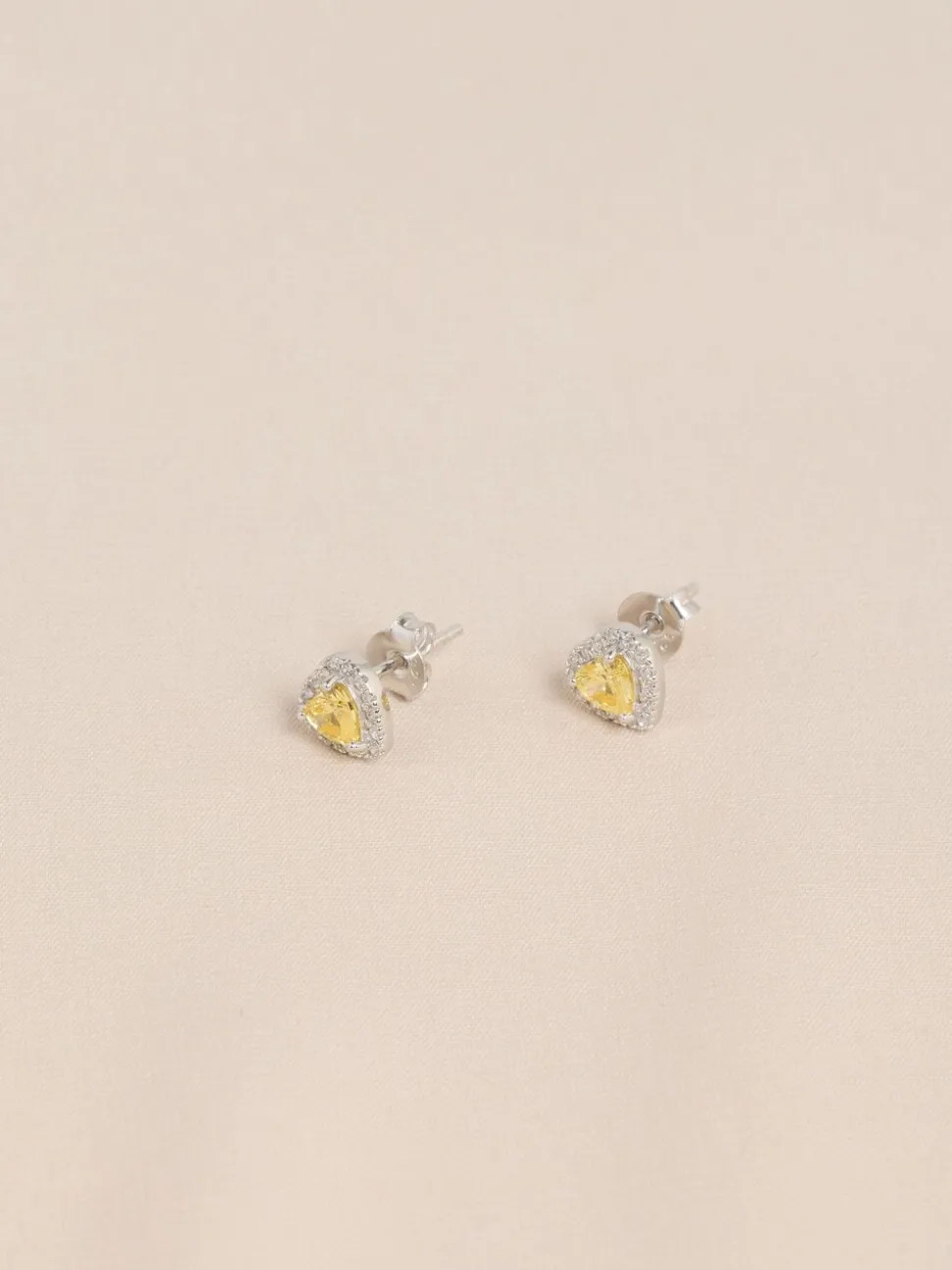 Echt zilver - Birthstone Heart Stud Earrings