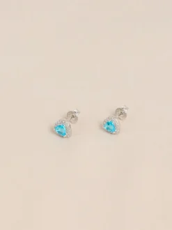 Echt zilver - Birthstone Heart Stud Earrings