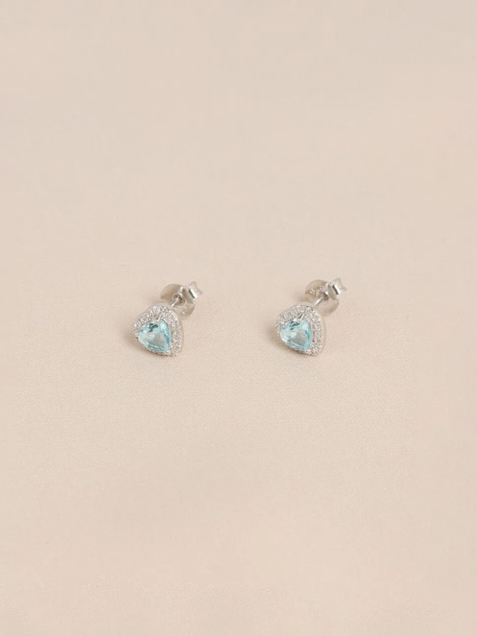 Echt zilver - Birthstone Heart Stud Earrings