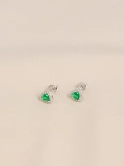 Echt zilver - Birthstone Heart Stud Earrings