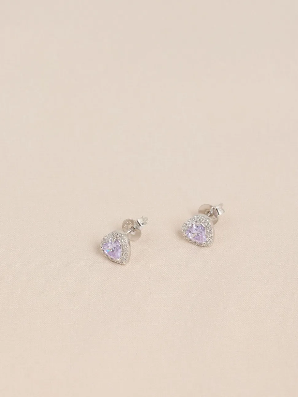 Echt zilver - Birthstone Heart Stud Earrings