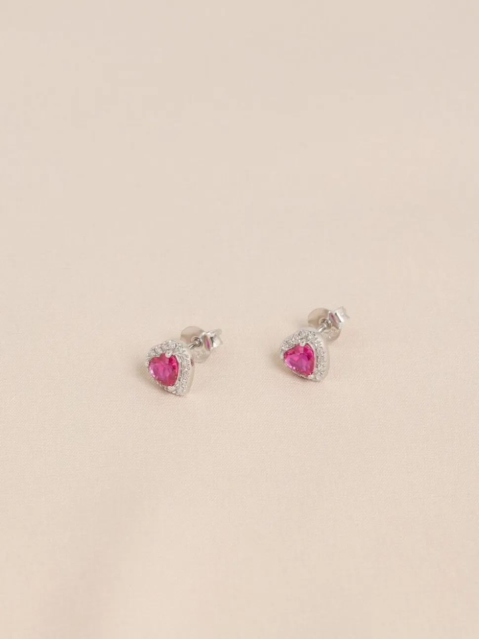 Echt zilver - Birthstone Heart Stud Earrings