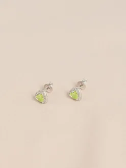 Echt zilver - Birthstone Heart Stud Earrings