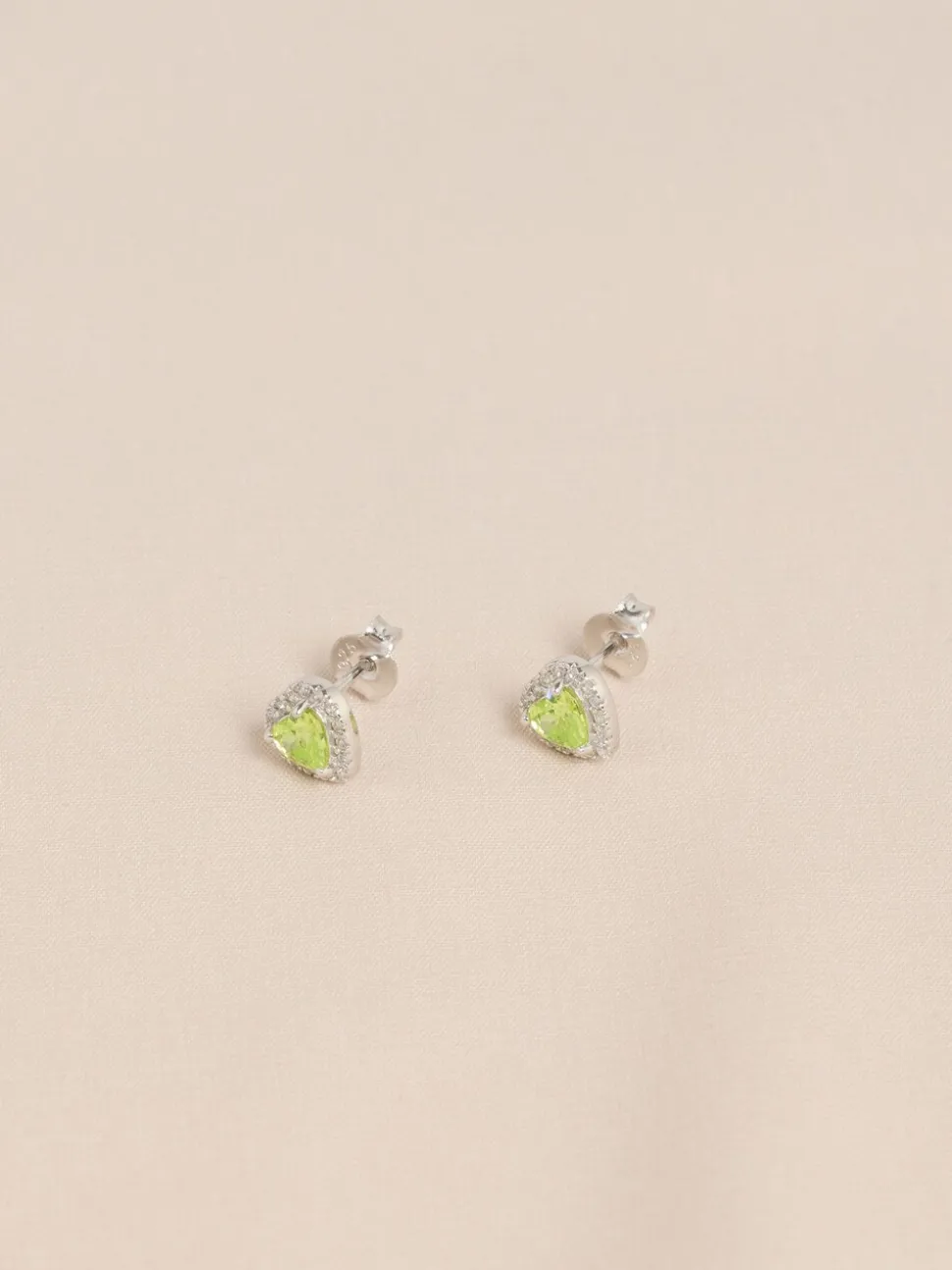Echt zilver - Birthstone Heart Stud Earrings
