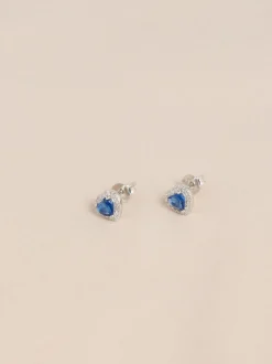 Echt zilver - Birthstone Heart Stud Earrings