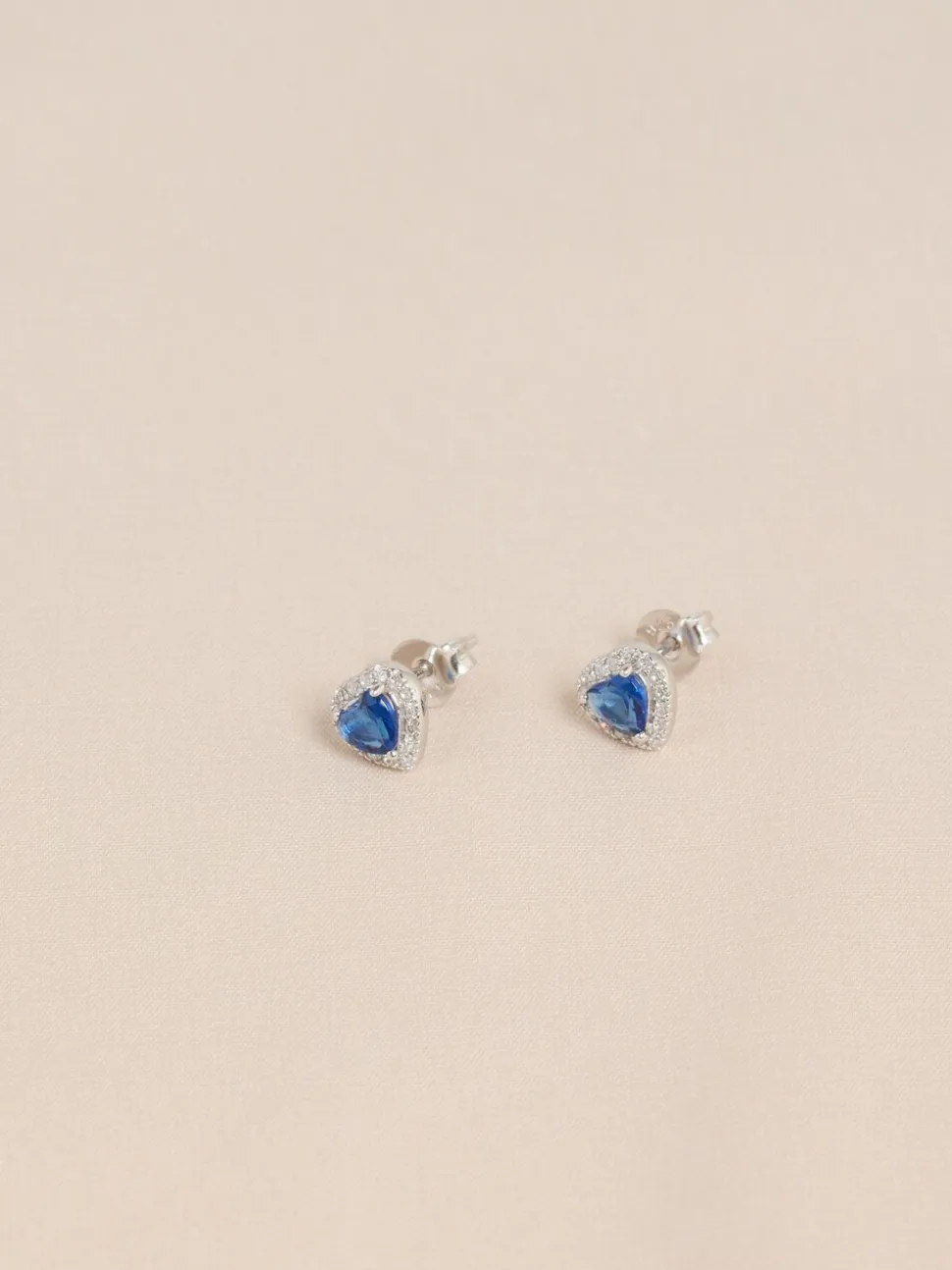 Echt zilver - Birthstone Heart Stud Earrings