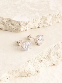 Echt zilver - Grote oorknopjes met zirkonia