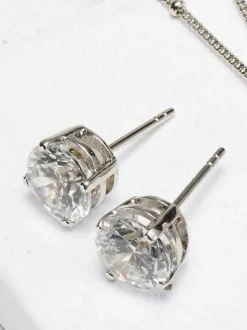 Echt zilver - Grote oorknopjes met zirkonia